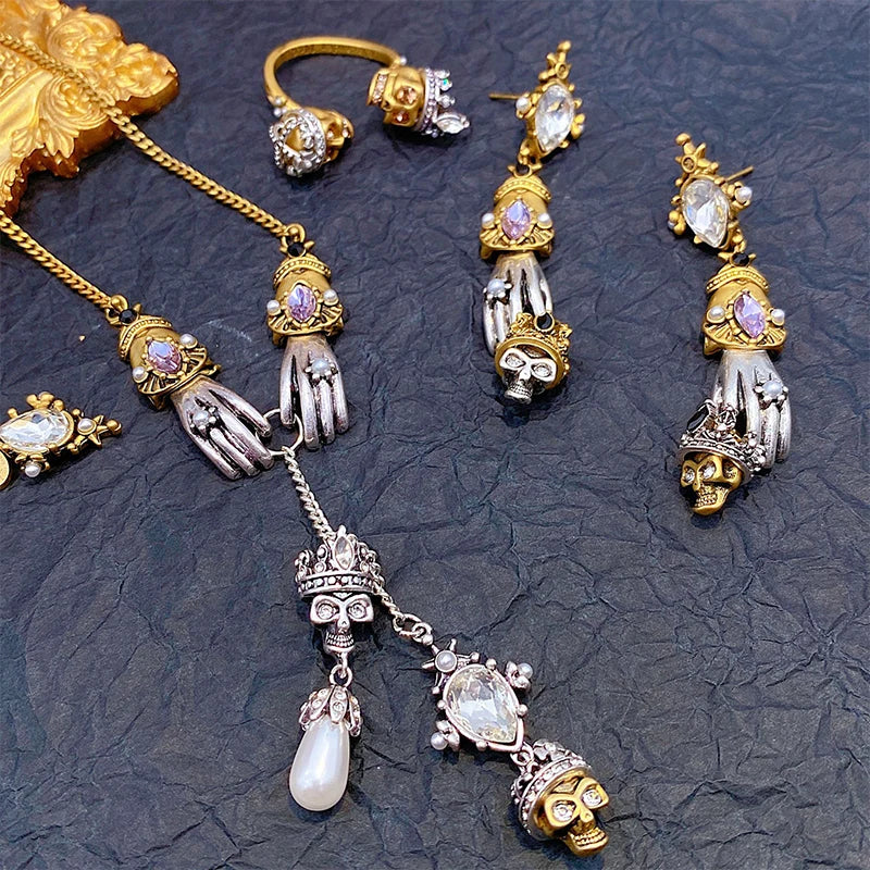Gothic Skull and Hand Earrings - Somer and Autumn