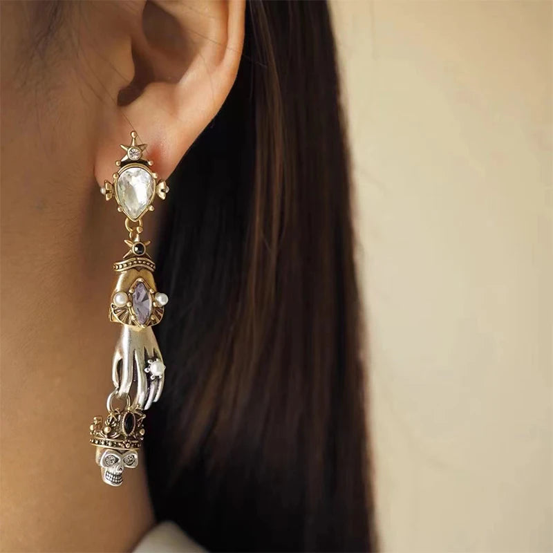 Gothic Skull and Hand Earrings - Somer and Autumn