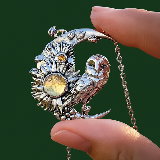 Crow, Sun, and Moon Necklace