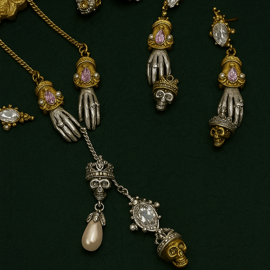Gothic Skull and Hand Earrings