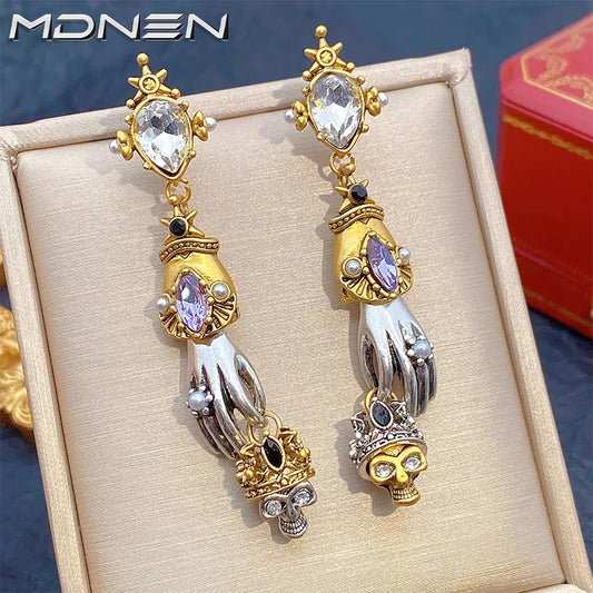 Gothic Skull and Hand Earrings